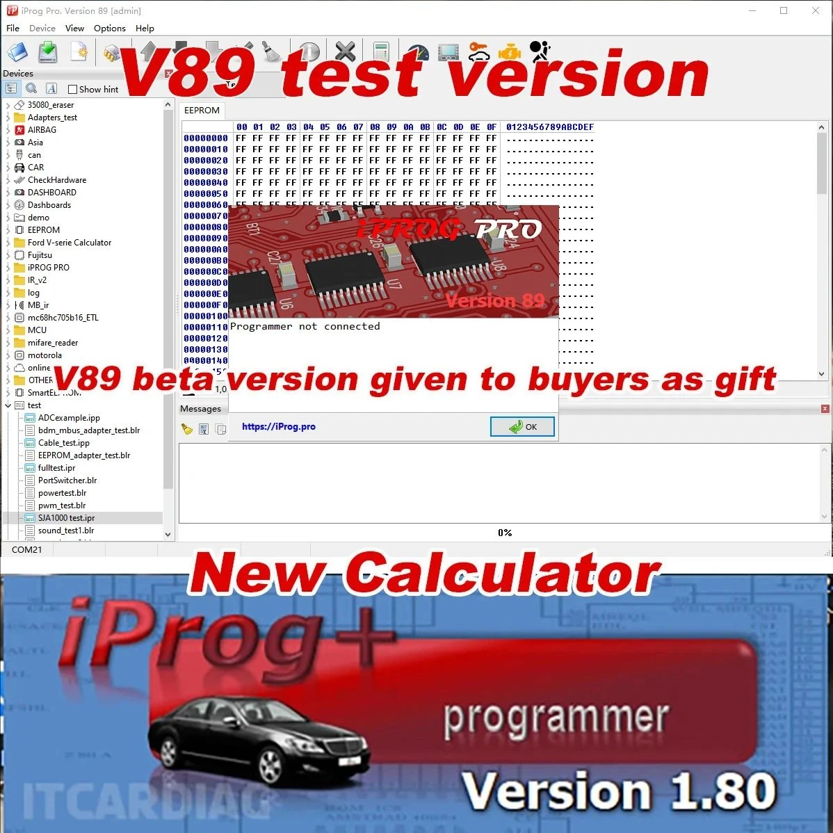 IPROG V87 Iprog pro v89 Iprog+ Full Adapters with Calculator Ecu Key Programmer Support Airbag Reset/Eeprom IMMO