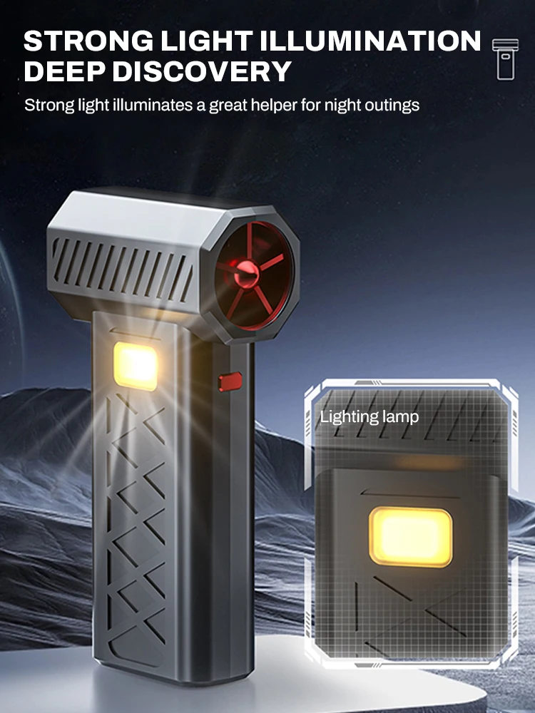 Violent Fan 600000RPM Powerful Air Blower Turbo Fan with LED Display& Lighting Dust Cleaner 6 Speeds Brushless Turbo Jet Blower