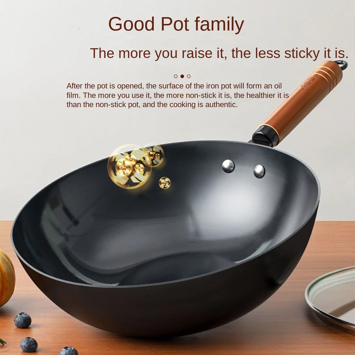 Iron pot home frying pan old-style flat frying pan without coating thickened induction cooker gas general