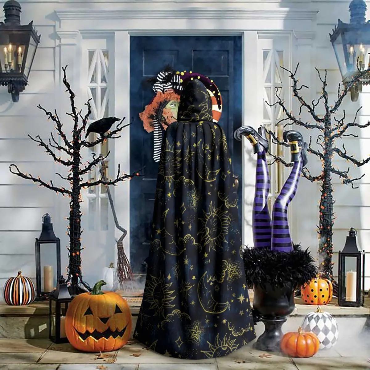 Long Cape Cloak Cosmos Astrology Sun Moon Hooded Cloak Coat Autumn Hoodies