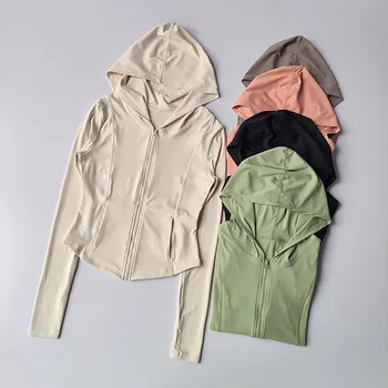 Women Hooded Running Jackets Cycling Coat Yoga Clothing Jogging Shirt Tights Thin Outdoor…