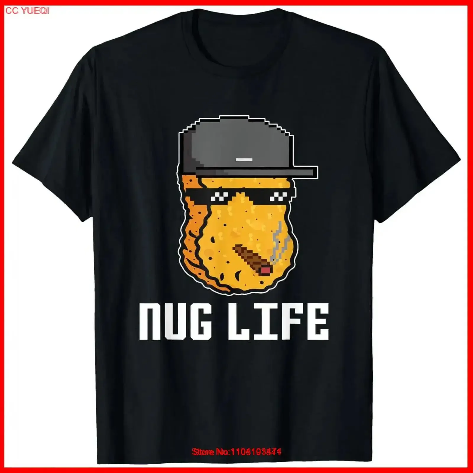 Nug Life Nugget Lover Chicken Nuggets Fast Food Eater Thug Black Cotton T Shirt vintage Washed streetwear Stylish Comfortable