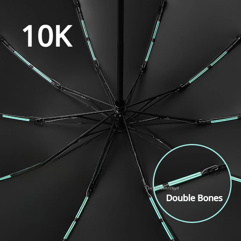 10K Double Bones Automatischer winddichter Regenschirm mit 20 Rippen, reflektierendem Streifen, winddicht, umkehrbar faltbar, UV-Schutz, fürs Auto – Detail 2
