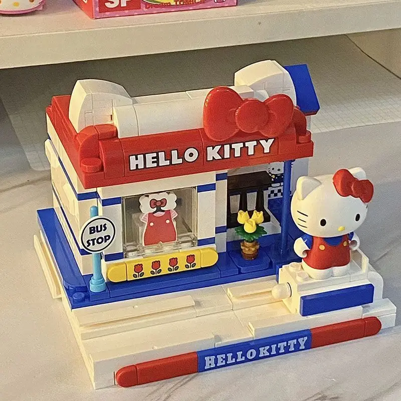 Sanrio Hello Kitty Blocks Toys Cartoon Kuromi Melody Small Particles Assembled Children's Educational Toys Girls Gifts Kawaii