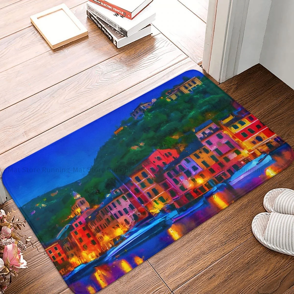 Anti-Slip Doormat Kitchen Mat Portofino Italy Poster Balcony Carpet Entrance Door Rug Indoor Decorative