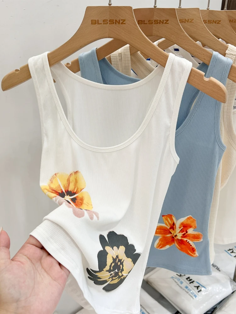 

Y2k Tank Tops Women Sleeveless Print Tops Summer Crop Tops Spicy Girl Casual Thin Camis Female Top Retro Versatile Streetwear