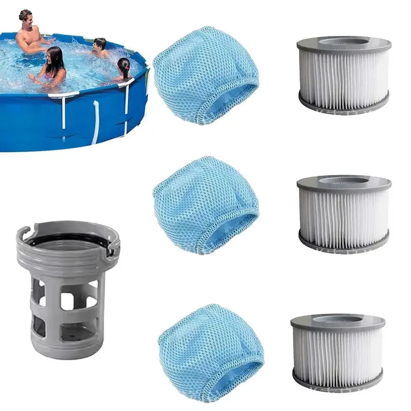 

Pool And Spa Filter Cartridge 3X Cartridge With Protective Mesh Strainer Repair Parts For Bath Tank Inflatable Pond