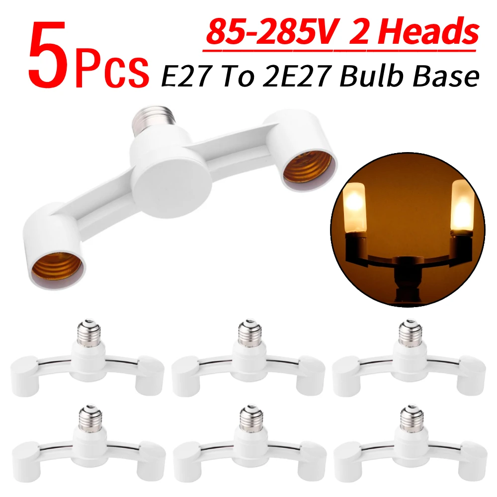 

5 шт. E27 до 2E27 адаптер для цоколя лампы портативный 85-285 В держатель для головки лампы осветительные аксессуары для ресторана и кухни