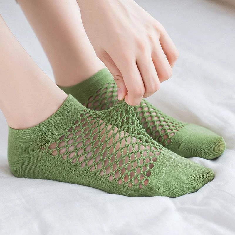 Women\'s Hole Mesh Socks Breathable Solid Color High Quality Comfy & Lightweight Low Cut Ankle Sock Colorful Ultra-thin Girls Sox