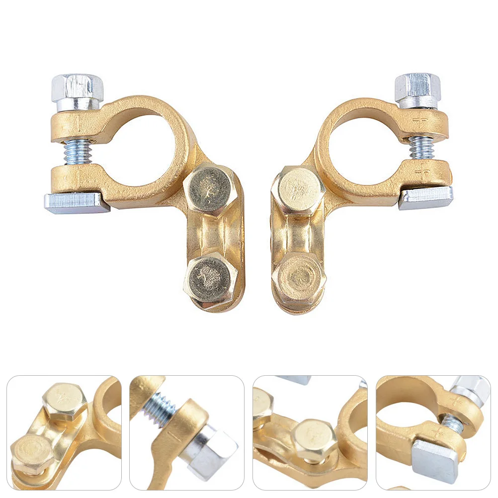 Juego de terminales de 1 par de terminales de conexión resistentes de latón puro para baterías de coche estándar con postes laterales superiores