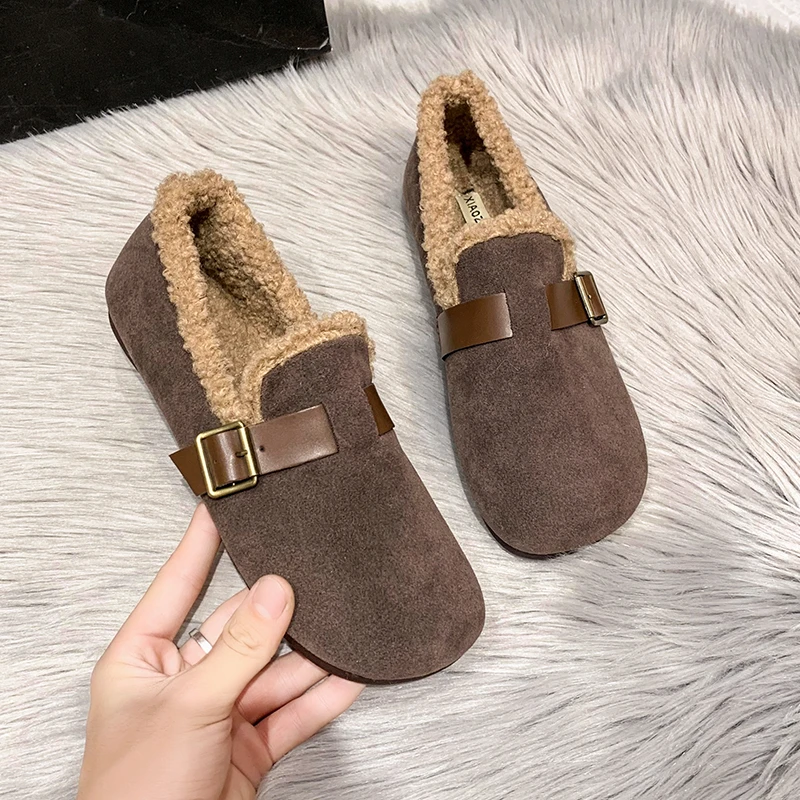 Mocassini classici in Shearling Birken donna inverno nuovo cinturino con fibbia stivaletti da donna Slip-on Furry peluche scarpe basse calde
