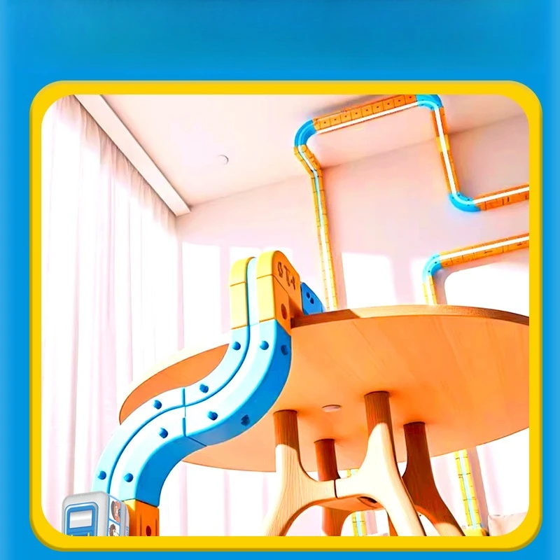 子供向け組み立てマジックトラックカーレースランウェイSTEM教育用電車レールキューブ磁気おもちゃセット電動カーDIYビルディングブロック