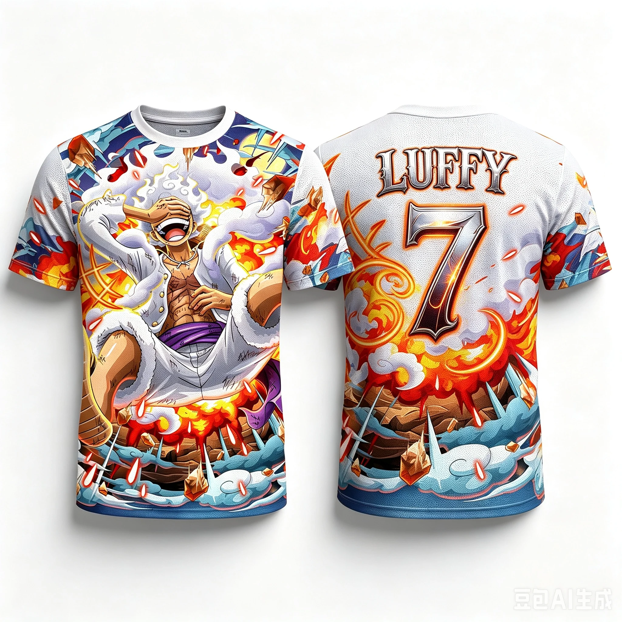 3D Printing One Piece - เสื้อยืดลายกราฟิกพิมพ์ 3 มิติ ลายวันพีซ สำหรับผู้ชายและผู้หญิง เสื้อยืดคอตตอนแขนสั้น