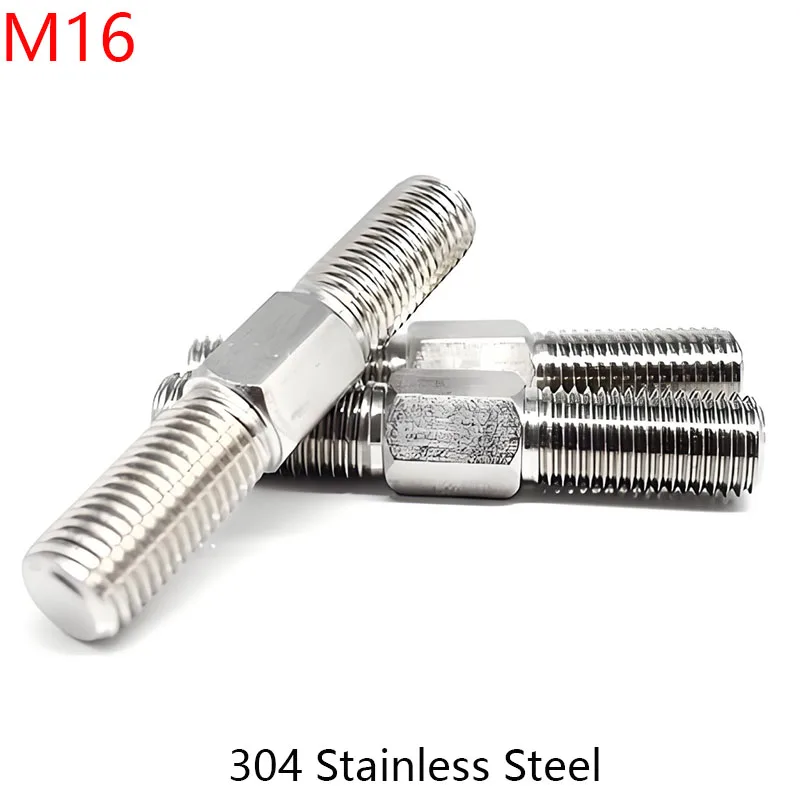 

M16 304 Stainless Steel Hex Head Double End Studs Rods Right Left Hand Thread Screws Bolts