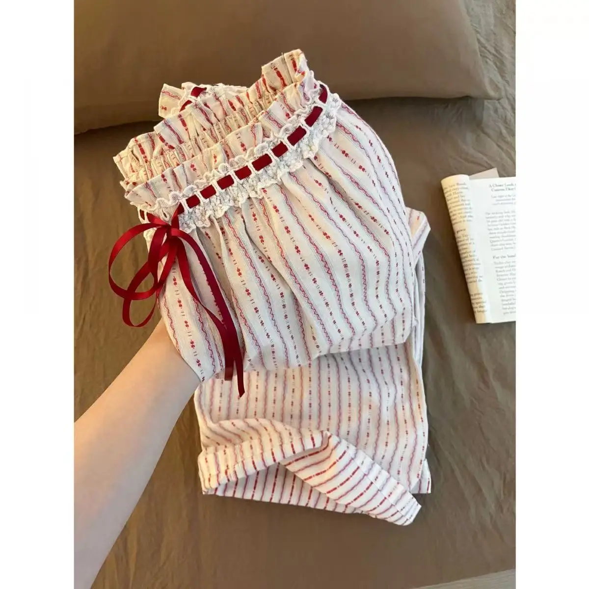 Summer Korean Fashion Y2K Print Straight Leg Pants Women Sweet Vacation Style Loose Casual Pants All Match Daily Streetwear