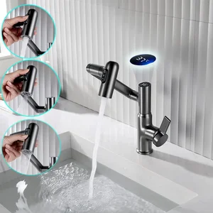 Rotary bathroom brass tap, temperature display, 3 water modes, luxury sink, hot and cold water, bath mixture accessories 12 Main Sales Tap Lavabo Luxury - №2