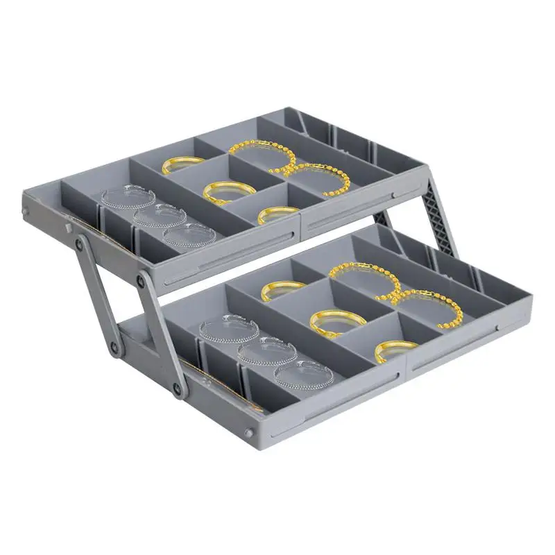 Organizador de cajones de 2/3 niveles, bandeja de almacenamiento expandible, organizador de joyas, contenedor divisor ajustable y plegable