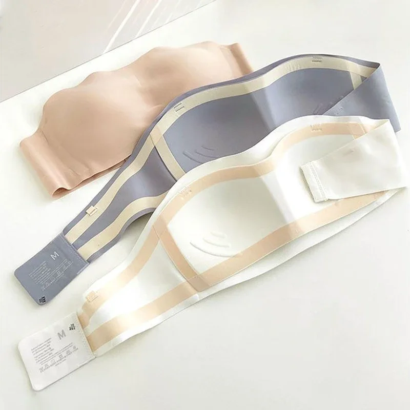 Strapless Bra For Women Outdoor Summer Wear Thin Non-slip Seamless Invisible Chest Tube Shrink Jelly Wrap Bra