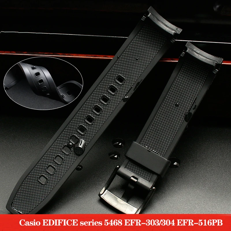 Silicone Rubber Watchband 22mm For Casio 5468 EDIFICE EFR-304 EFR-516PB FR-303  EFR-516 Bracelet Waterproof Sport Watch Strap