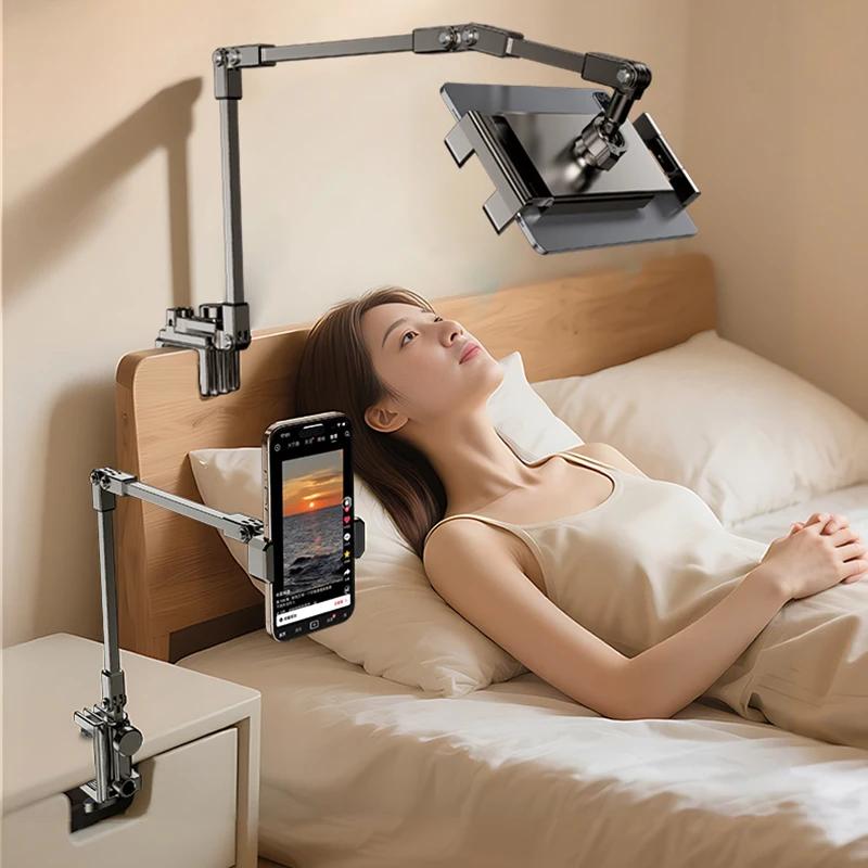 Vollmetalliger Freihängender Handyhalter für Überkopf-Aufnahmen, Desktop-Livestreaming- und Nachttisch-Tablet-Clip, iPad-Halterung