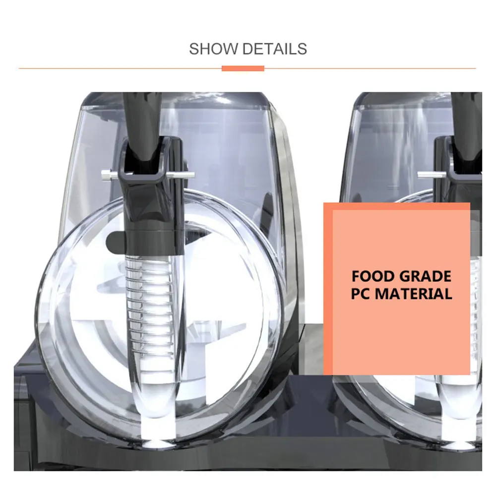 Mesin Slush Mesin Pencair Es Mesin Minuman Beku Pembuat Jus Otomatis Mesin Minuman Dingin Silinder Ganda