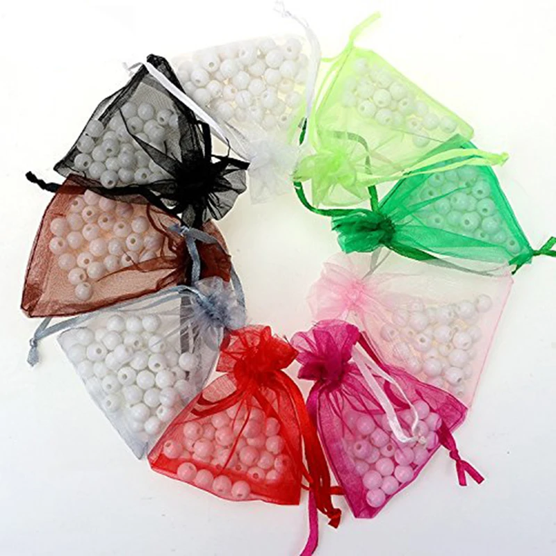 100pcs/lot 10x13cm White Organza Bags Drawstring Bags Wedding Pouches Christmas Gift Bag Nice Jewelry Packaging Bags