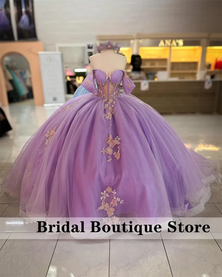 slim fit dress slacks Light Purple Quinceanera Ball Gown with Cape Butterfly Applique main image 1