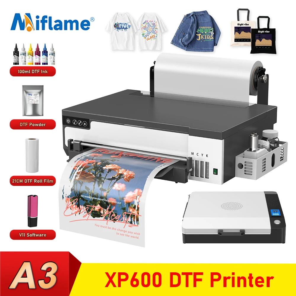 

A3 DTF Printer For Epson XP600 tshirt Printing Machine DTF Printer With Roll Feeder Directly to Film Transfer Printer For Fabric