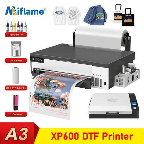 A3 DTF Printer For Epson XP600 tshirt Printing Machine DTF Printer With Roll Feeder Directly to Film Transfer Printer For Fabric