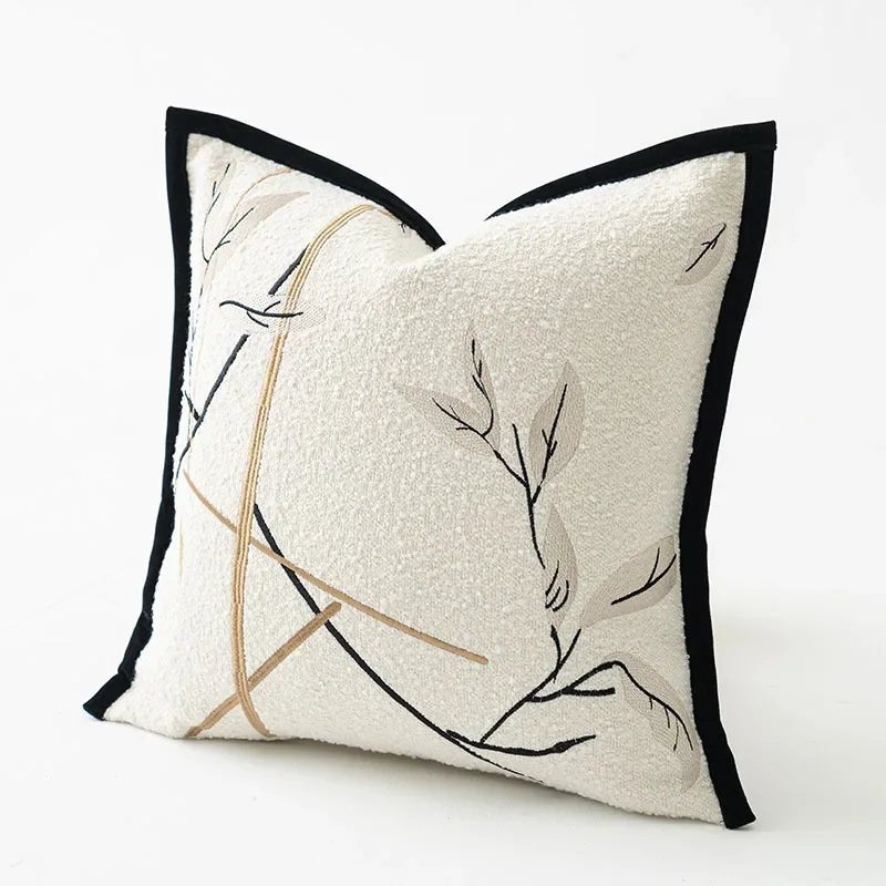 Luxuriöser Kissenbezug mit Blumenstickerei, 45 x 45 cm, 50 x 50 cm, Schlafsofa-Kissenbezug, Reißverschluss, Heimdekoration