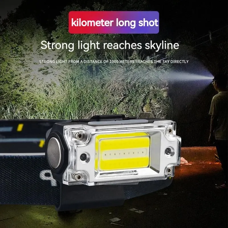 Mini Dual COB Headlamp Sensor Hat Clip Headlight 5 Lighting Modes Outdoor Camping Hunting Flashlight Induction Head Lamps