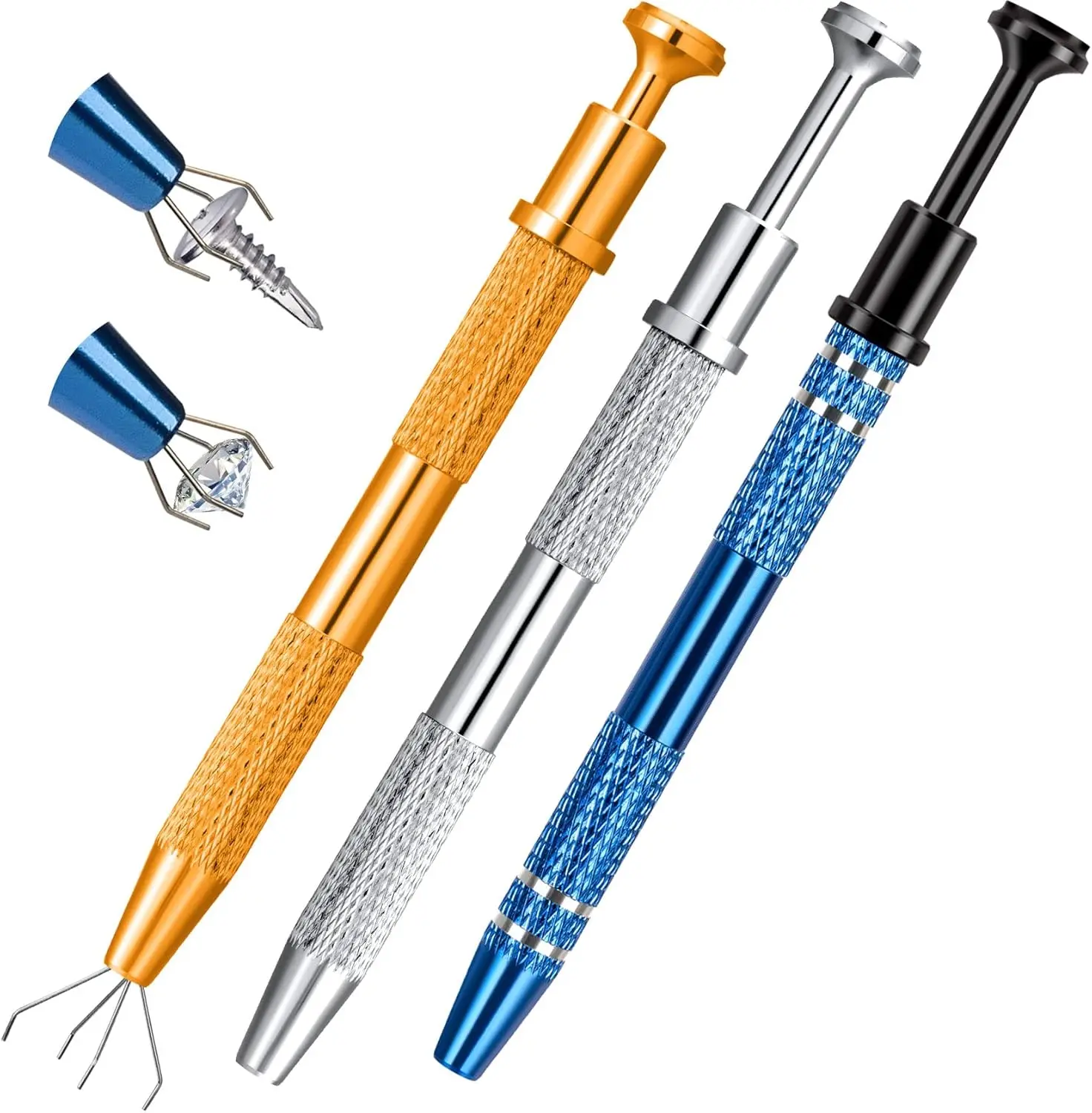 Premium 1pc Stainless Steel 4 Prong Grabber Tweezers for Small Parts Pickup Electronics Nails Clamping Precision Handling Tool