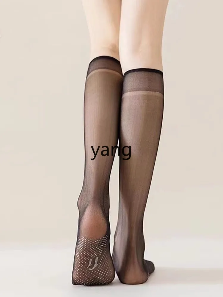LMM3 two-pack stockings, crystal stockings, thin silicone non-slip flesh-colored long calf socks