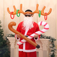 Christmas Game Toy Inflatable Santa Reindeer Antler Hat Ring Toss Kids Gift New Year Christmas Outdoor Inflated Toys