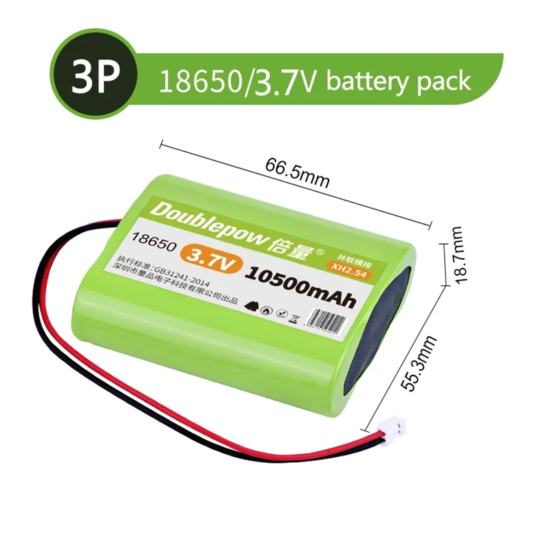 Doublepow 3.7V 18650 Lithium Battery Pack 4400 6000 10500mAh Rechargeable Battery For Fishing LED Light Bluetooth Speaker RC Car