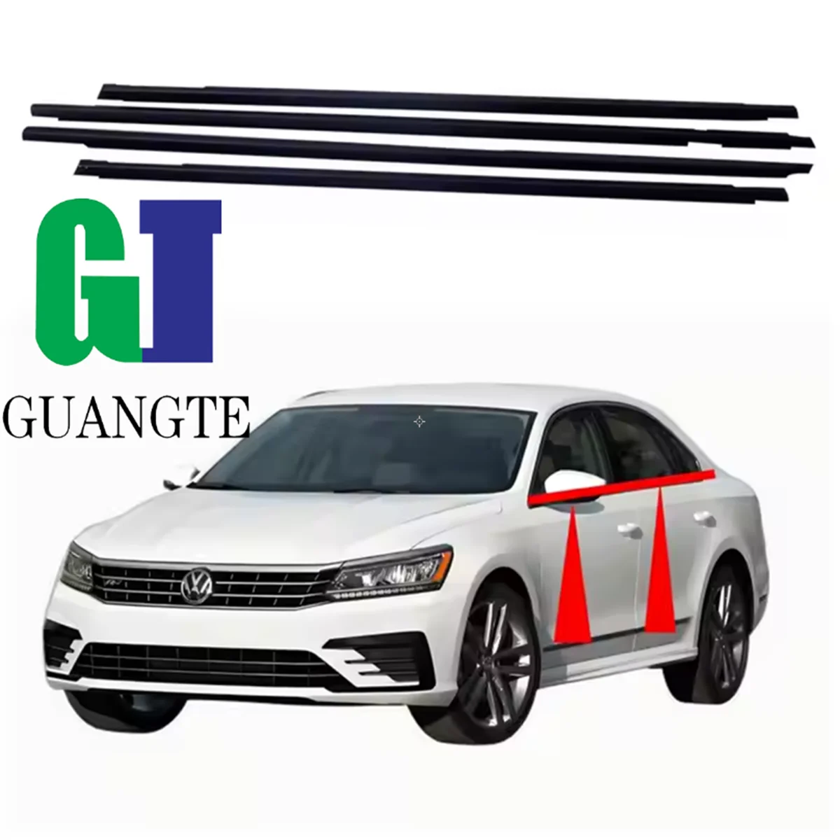 4PCS Black Car rubber Weatherstrip Glass Window Molding Trim Seal Belt Compatible with 2011-2018 Volkswagen Passat 56D839477