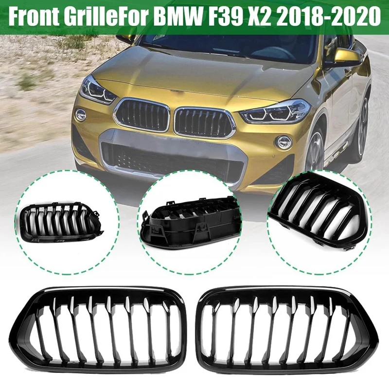 

NEW-Black Front Bumper Kidney Single Line Grill For-BMW F39 X2 M35I Xdrive20d Xdrive28i Sdrive20i 2018-2020 Racing Grills