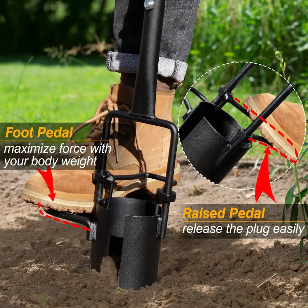 Plante de semis en acier au carbone, perforateur de trous circulaires à Long manche, ampoule de plantation, transplantation d'échantillonnage du sol ​   Outils de jardinage