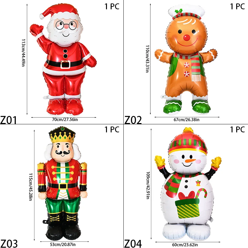 Grands ballons de Noël en aluminium, bonhomme de neige, bonhomme en pain d'épice, père Noël, décoration de fête, cadeau de nouvel an, 2025