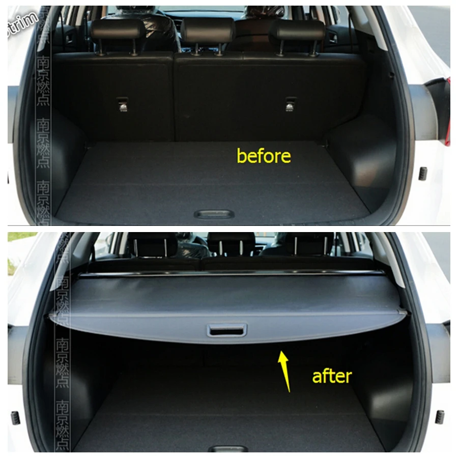 Lapetus Retractable Trunk Shelf Shade Curtain Security Cargo Cover Black Accessories Interior Fit For Hyundai Tucson 2016 - 2020