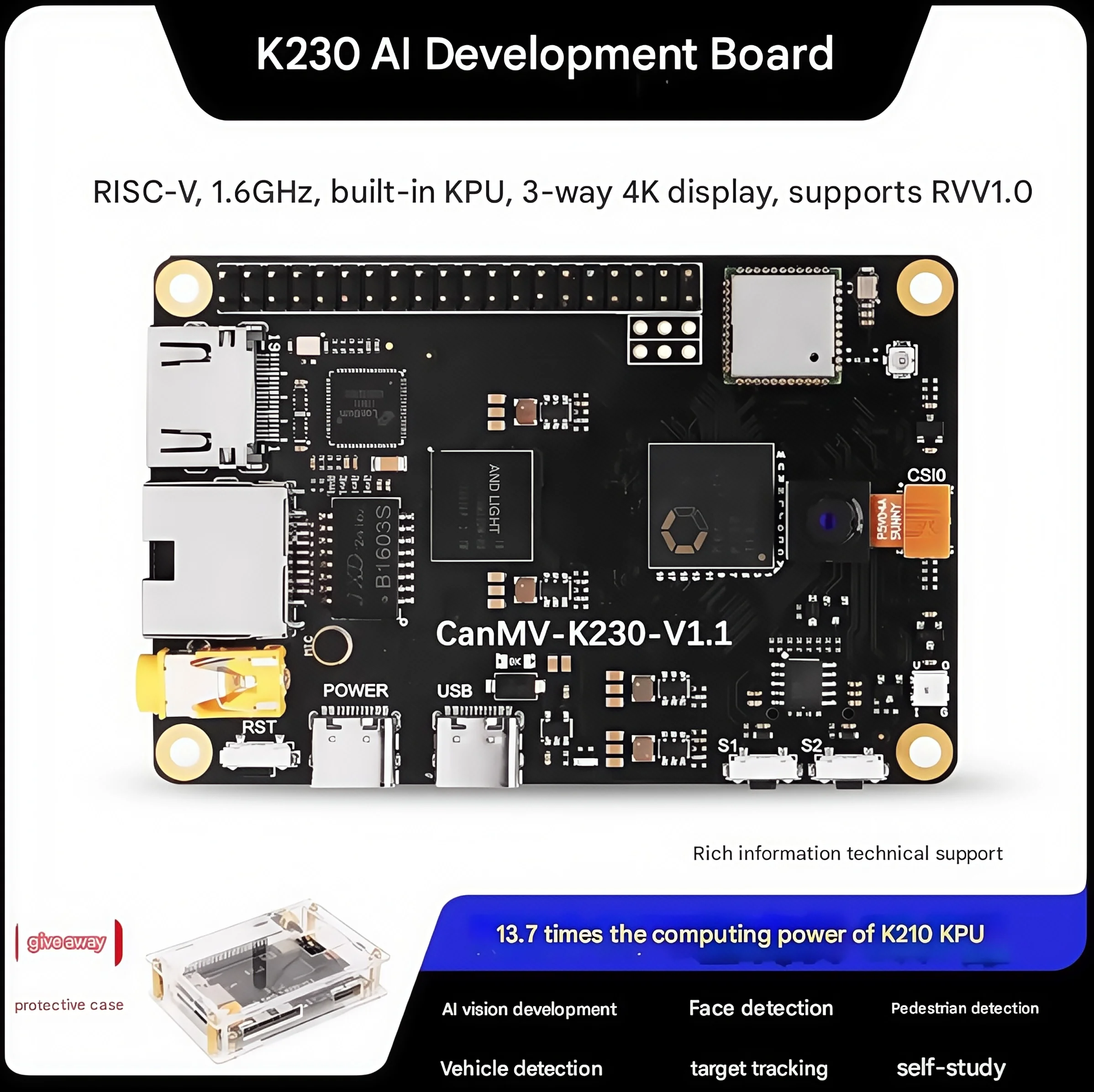 CanMV K230 development board visual recognition module camera AI rapid development board artificial intelligence K210