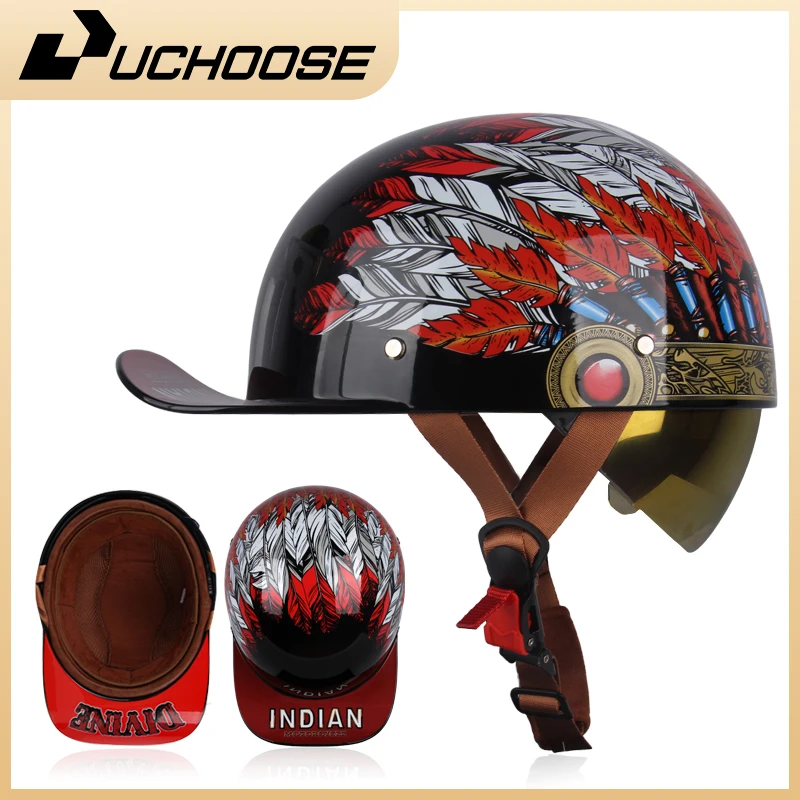

New Motorcycle Helmet Retro Half Helmet Baseball Hat Helmet Open Face Scooter Cruiser Chopper Gangster
