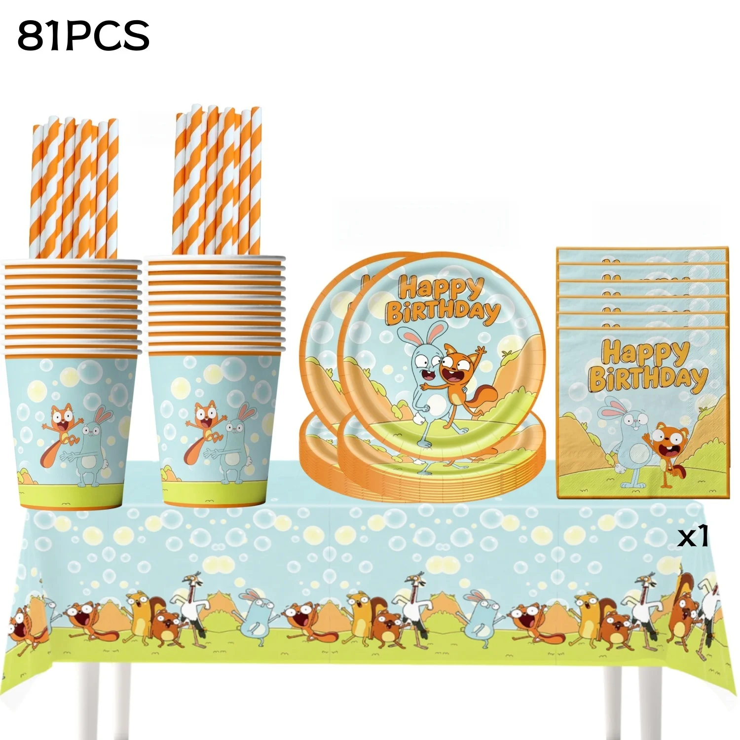 Paper Straw Color - Juego de vajilla desechable para fiestas