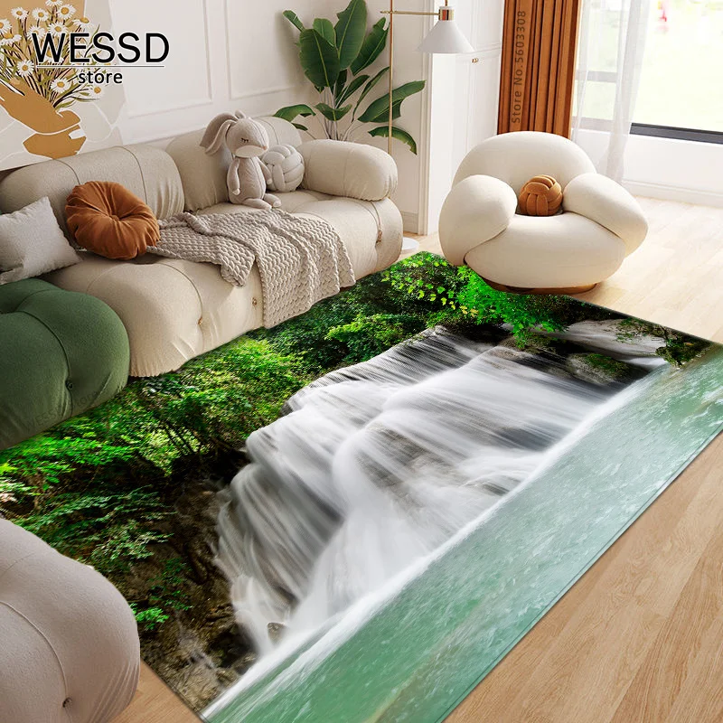 Waterfall Landscapes Carpets Living Room Large Custom Size 3D Long Rug For Kitchen Corridor Soft Rug Bathroom Bedside Mat