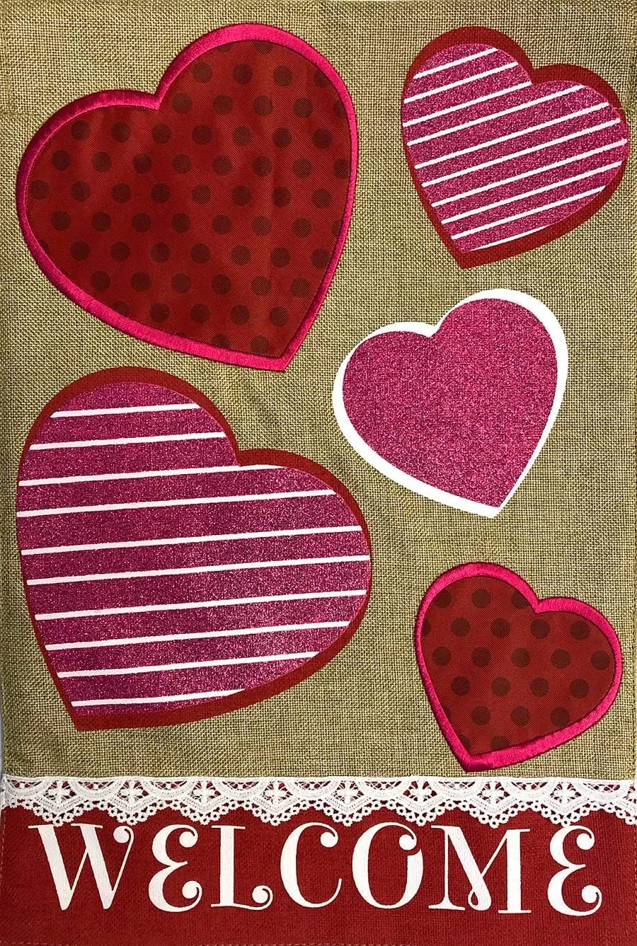 Briarwood Lane Valentines Garden Flags for Outside 12x18 Double Sided for Outdoor Hearts Valentines Day Burlap Garden Flag for V