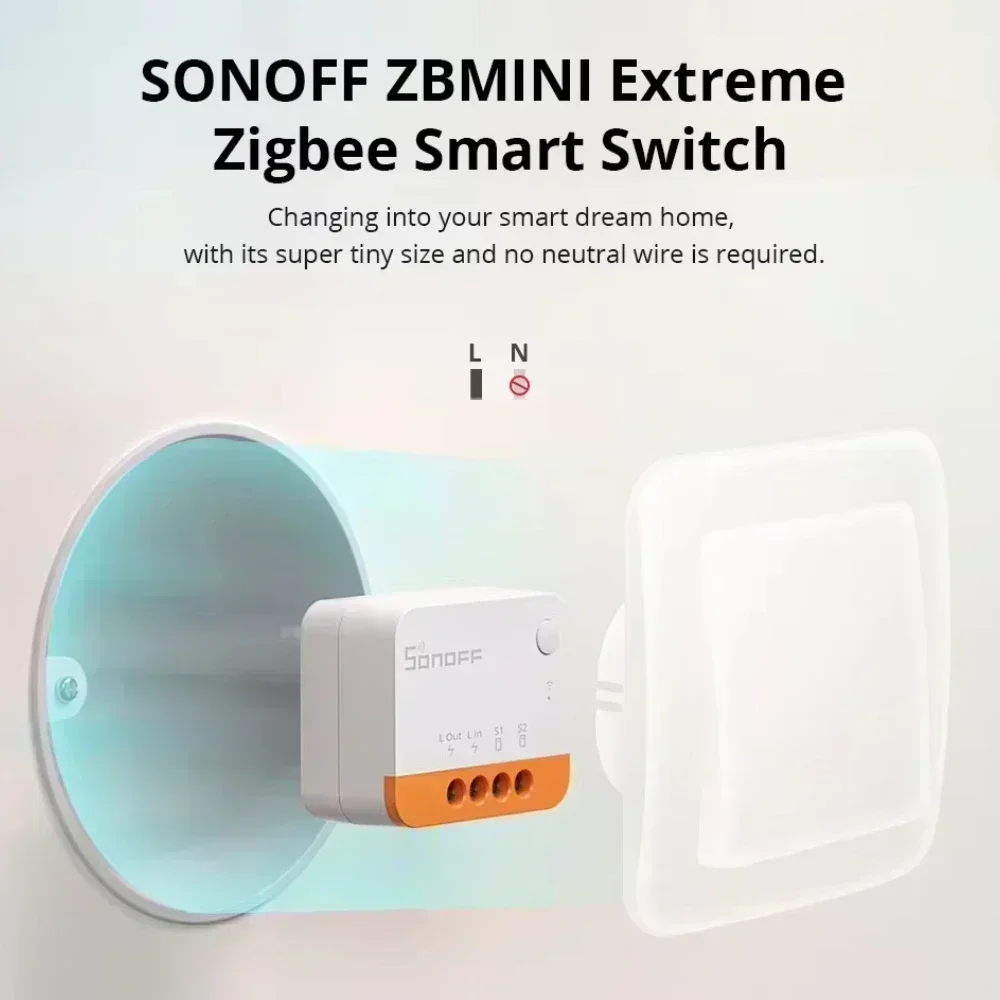 SONOFF ZBMINI L2 Zigbee Zbminil2 Zigbee Smart Switch Mini L2 No Neutral Wire Required 1-Gang Two-Way Control Alexa Google Home