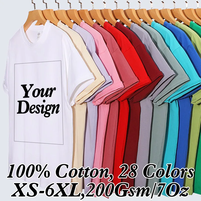 Custom T-shirt Print 100% Cotton Tee Men Women Customized T-shirt Diy Your Own Design Photo Text Unisex Tops Personalized Gift