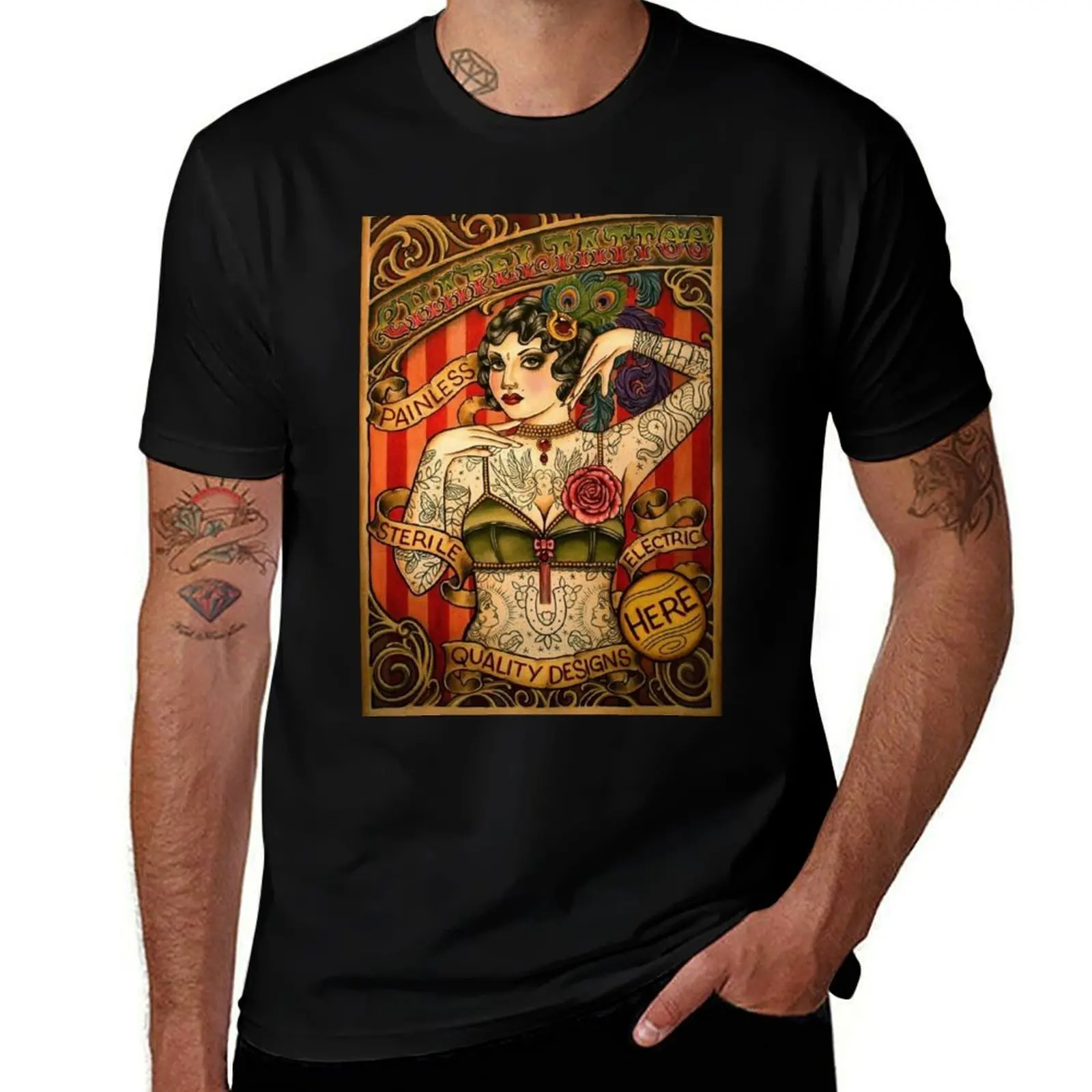 CHAPEL TATTOO; Vintage Body Advertising Art T-Shirt man t shirts cotton T-Shirt