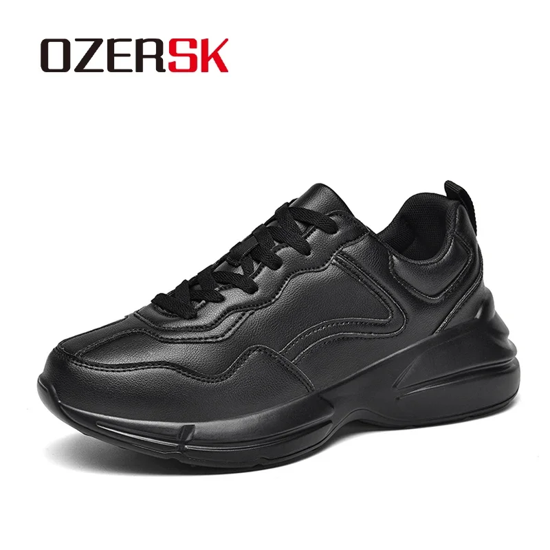 OZERSK 2024 New Couple Spring Boots Lace Up Non-Slip High Quality PU Leather Fashion Comfortable Casual Handmade Platform Boots