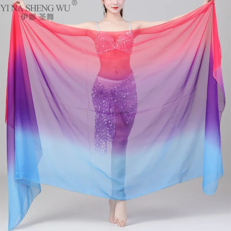 Novelty Gradient Veil Shawl Face shawl wrap Scarf Women Dance Belly Bollywood Costume Chiffon Belly Dancing Performance Props